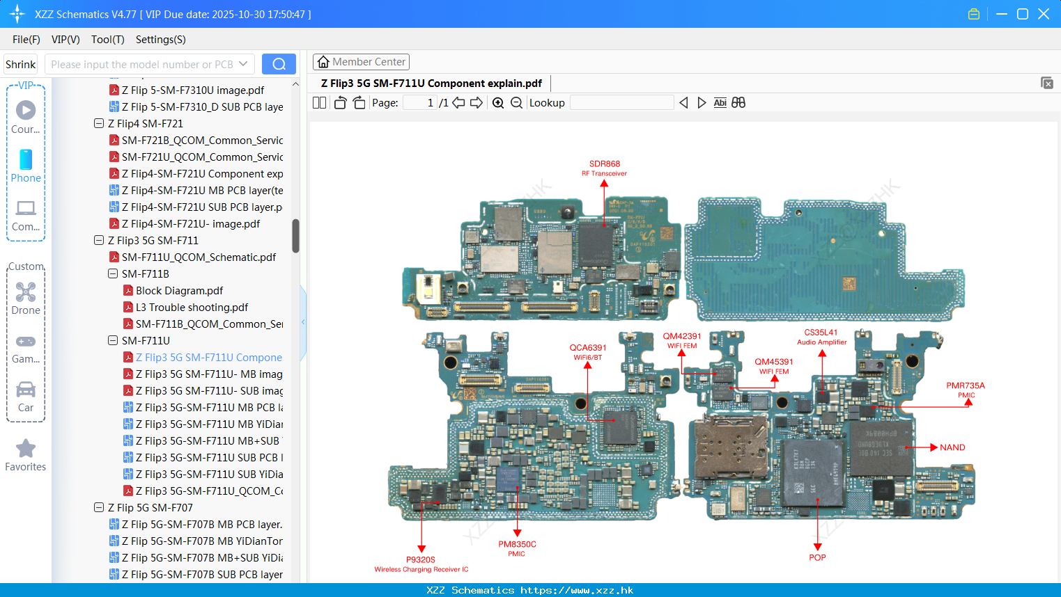 Samsung Z Flip3 5G SM-F711U Component Explain